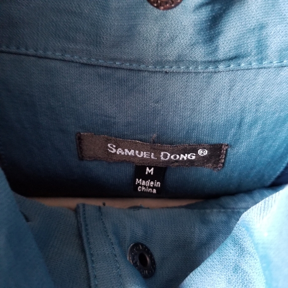 Samuel Dong Dupioni Crop Jacket Teal M - Picture 4 of 12